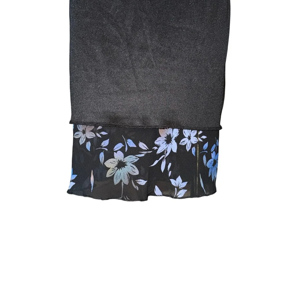 Vintage Maxi Skirt Womens Small Black Floral Chiffon Mesh Layered 90s Whimsigoth